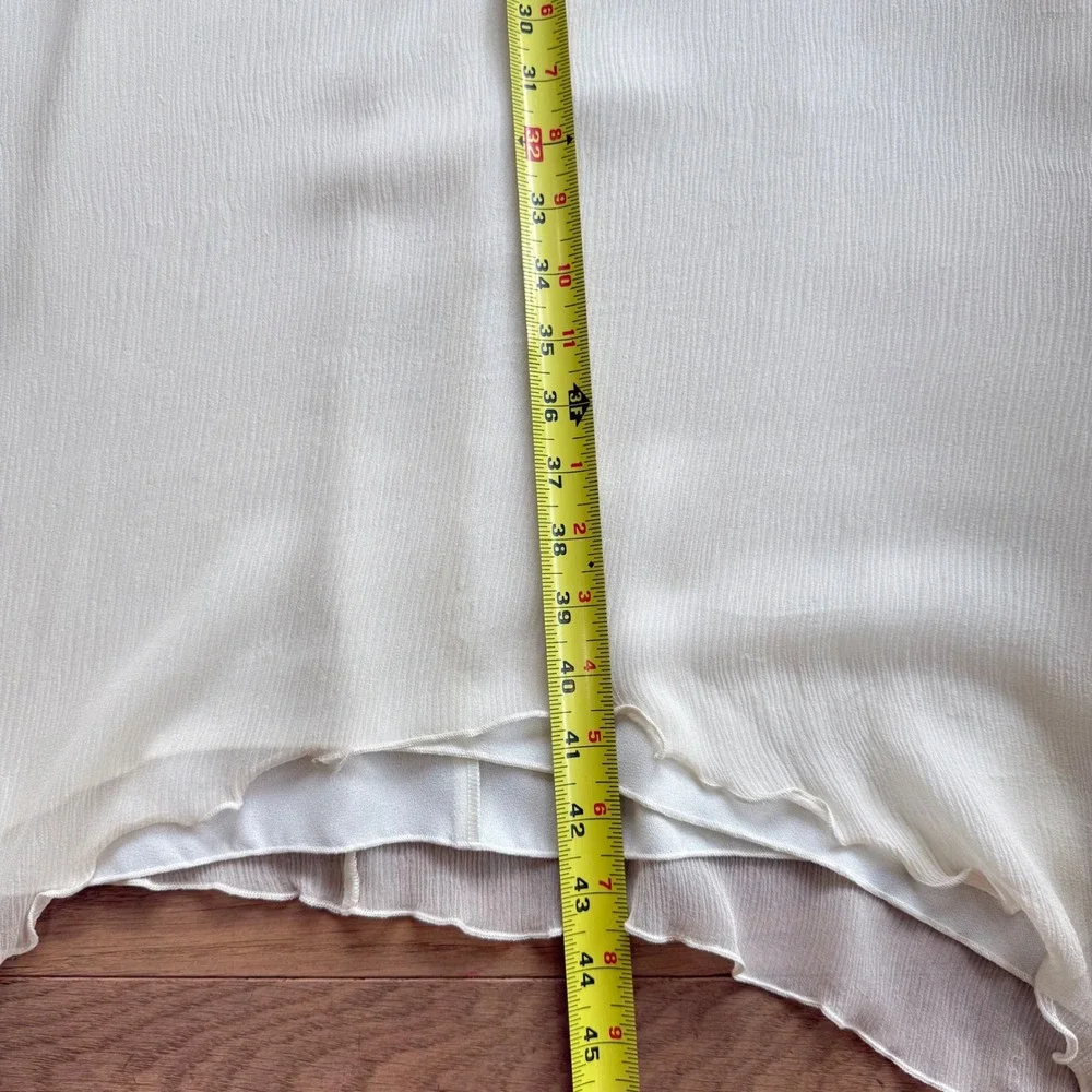 Hartnell Silk Cream Halter Maxi Ruffle Tiered Handkerchief Hem Cream‎ White - Picture 6 of 7